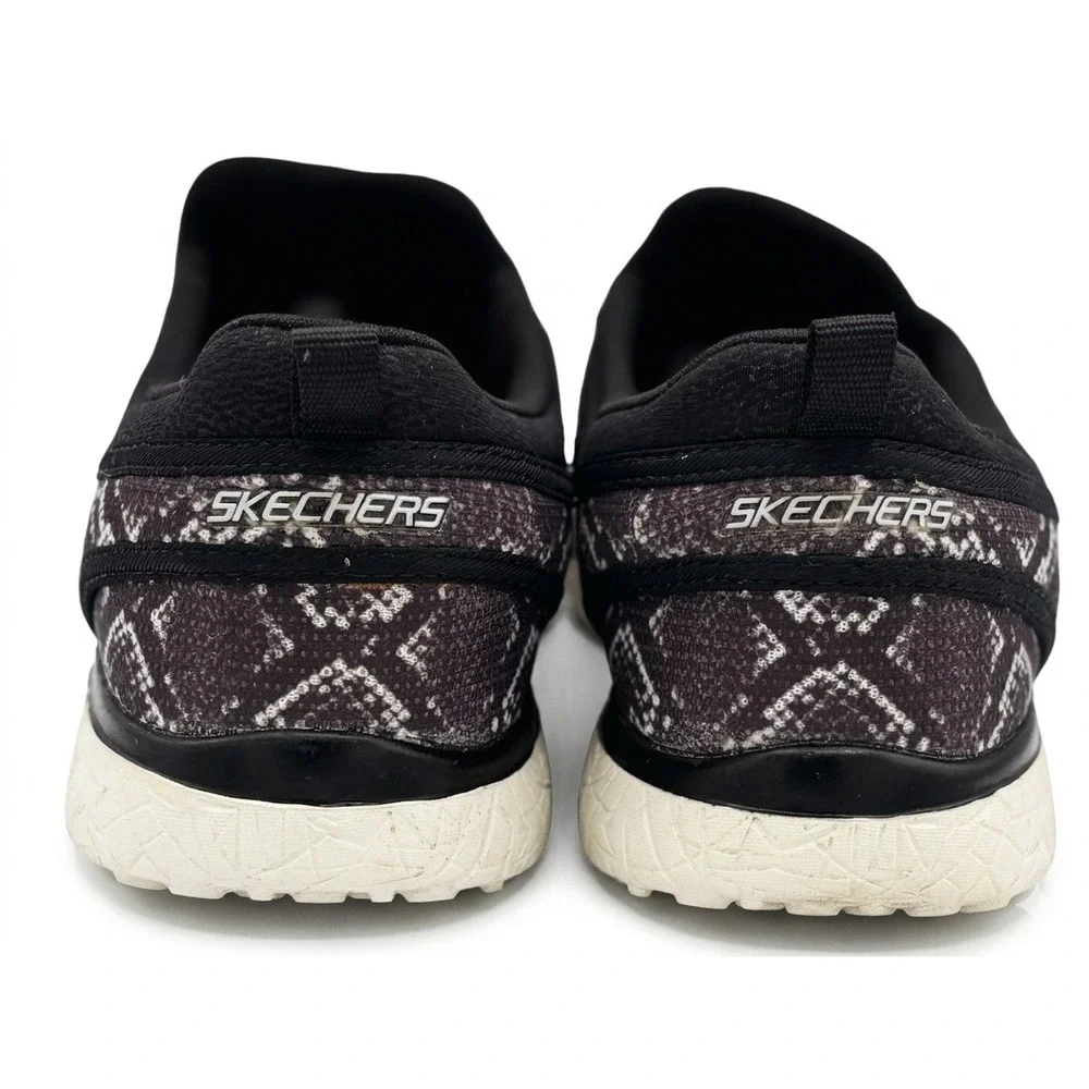 Skechers Women 6 Grey Snakeskin Walking Shoes Memory Foam Slip On Casual SN23320